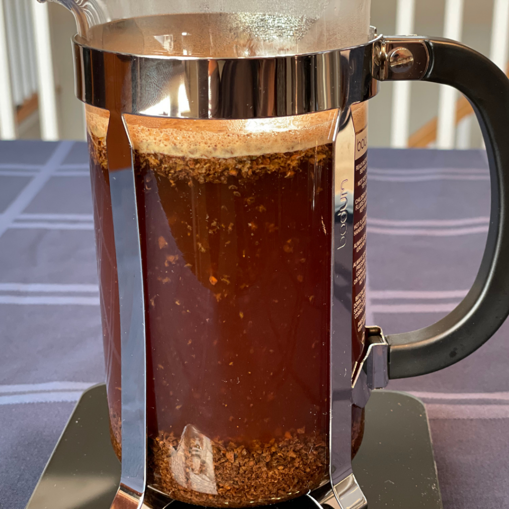 French press coffee brew time should be four minutes.  