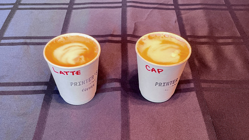 Printer's Row Coffee: cappuccino vs latte