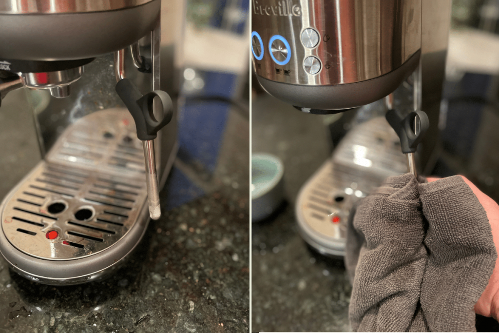 Clean the steam wand espresso machine