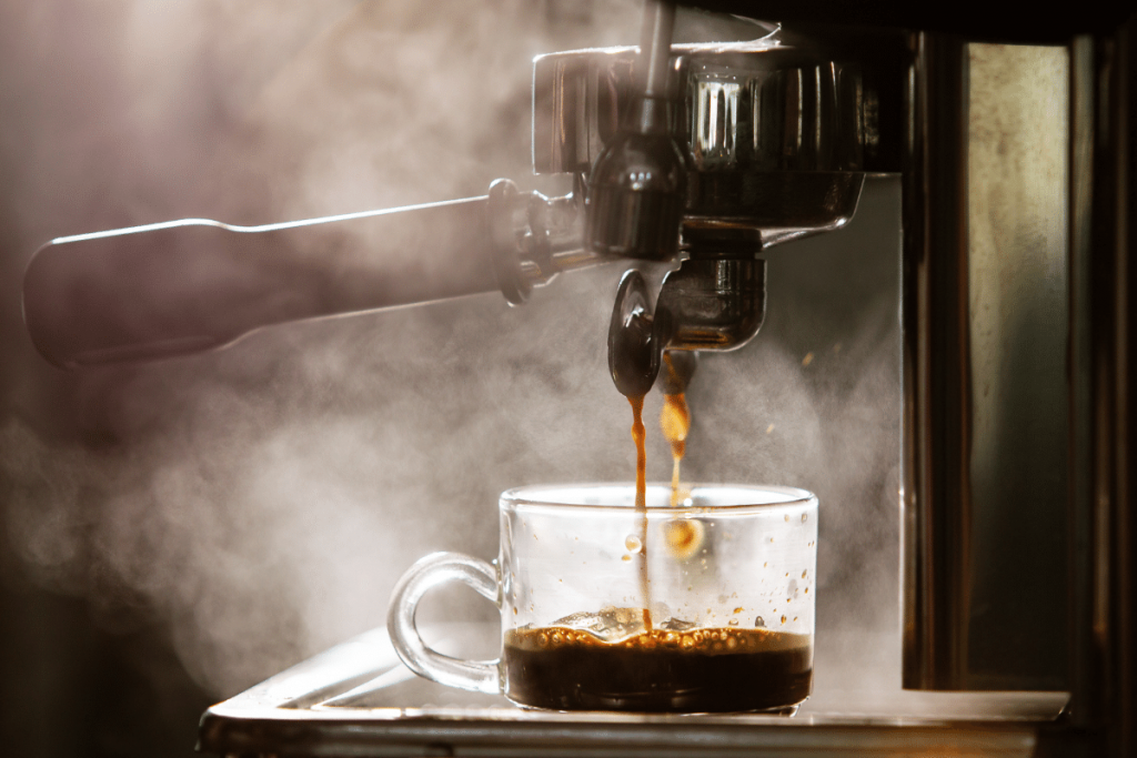 espresso machine pouring