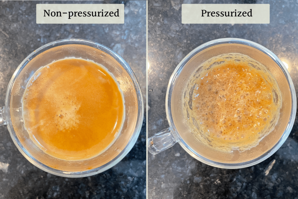 Espresso crema pressurized vs non-pressurized filter baskets