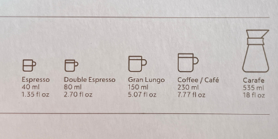 different cup sizes for Nespresso VertuoLine machines