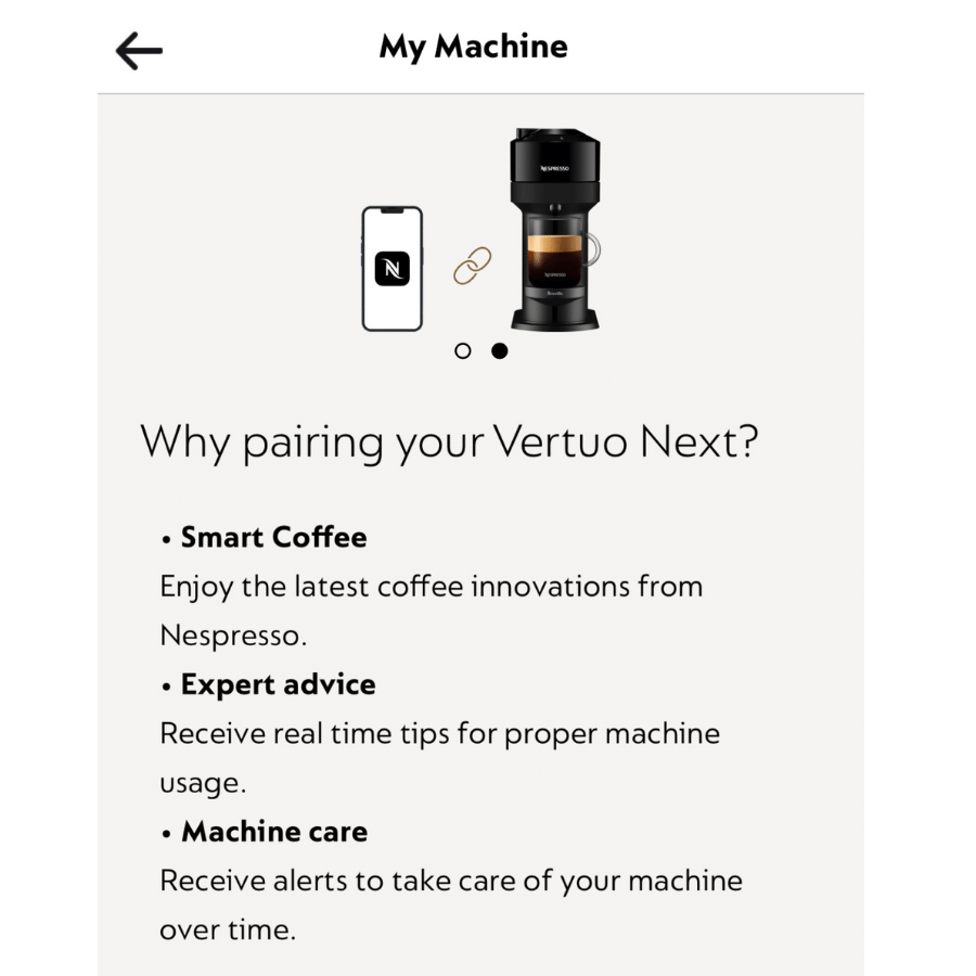 Wifi pairing for the Vertuo Next
