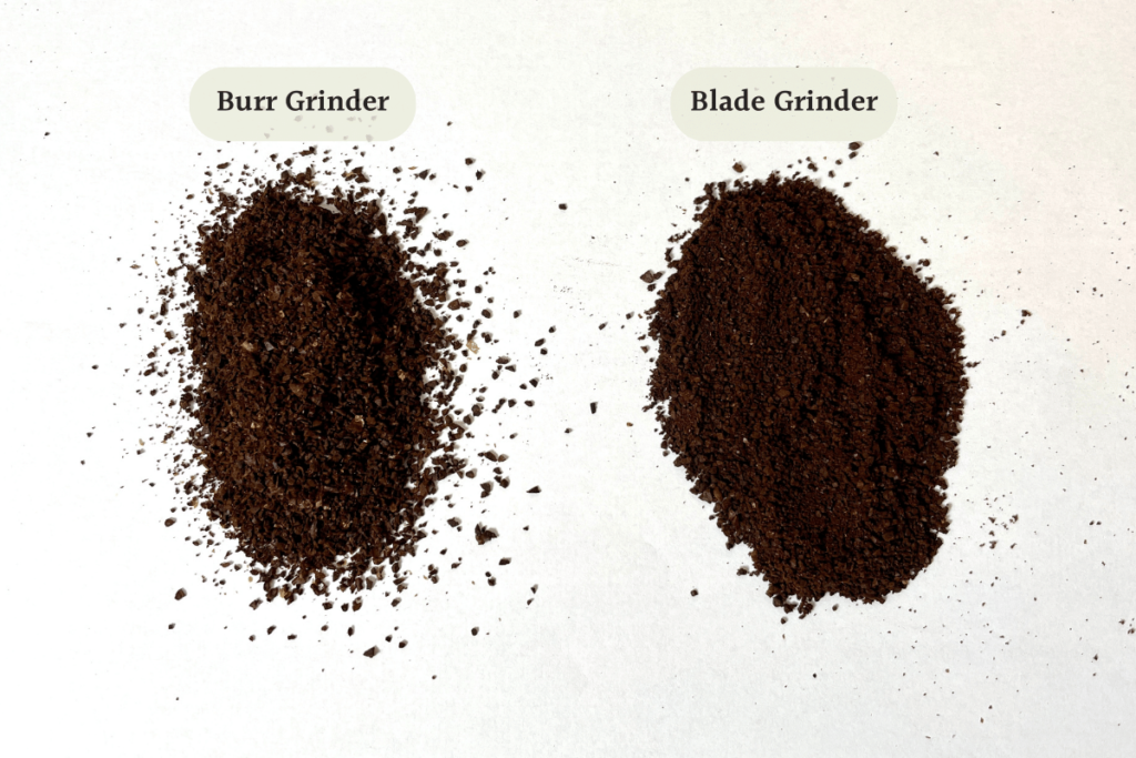 medium fine ground coffee from a burr grinder and blade grinder