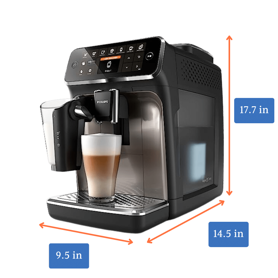 dimensions of the Philips 4300 LatteGo