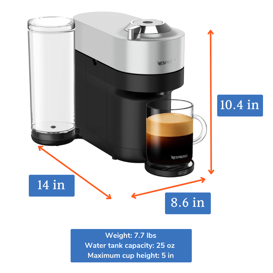 Nespresso Vertuo Pop with dimensions