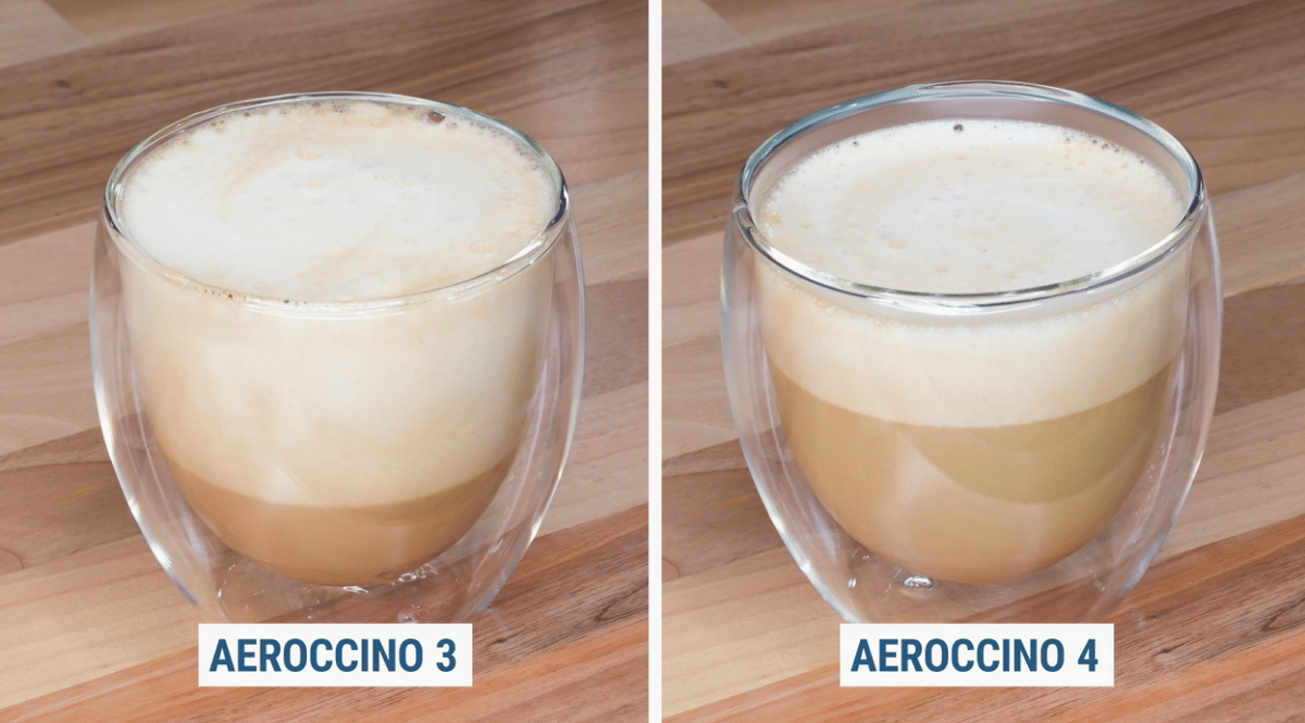 milk texture on the Aeroccino 3 vs 4