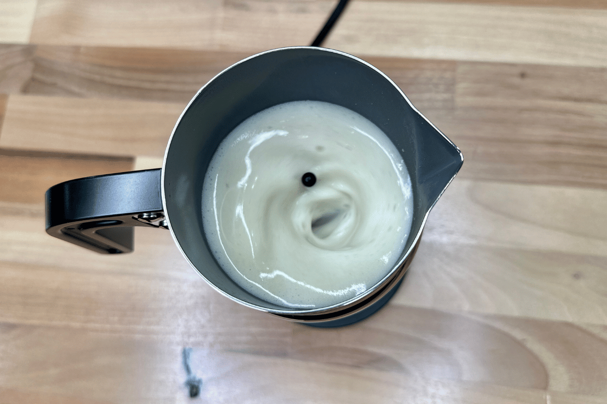 milk frothing in a Nespresso Aeroccino milk frother