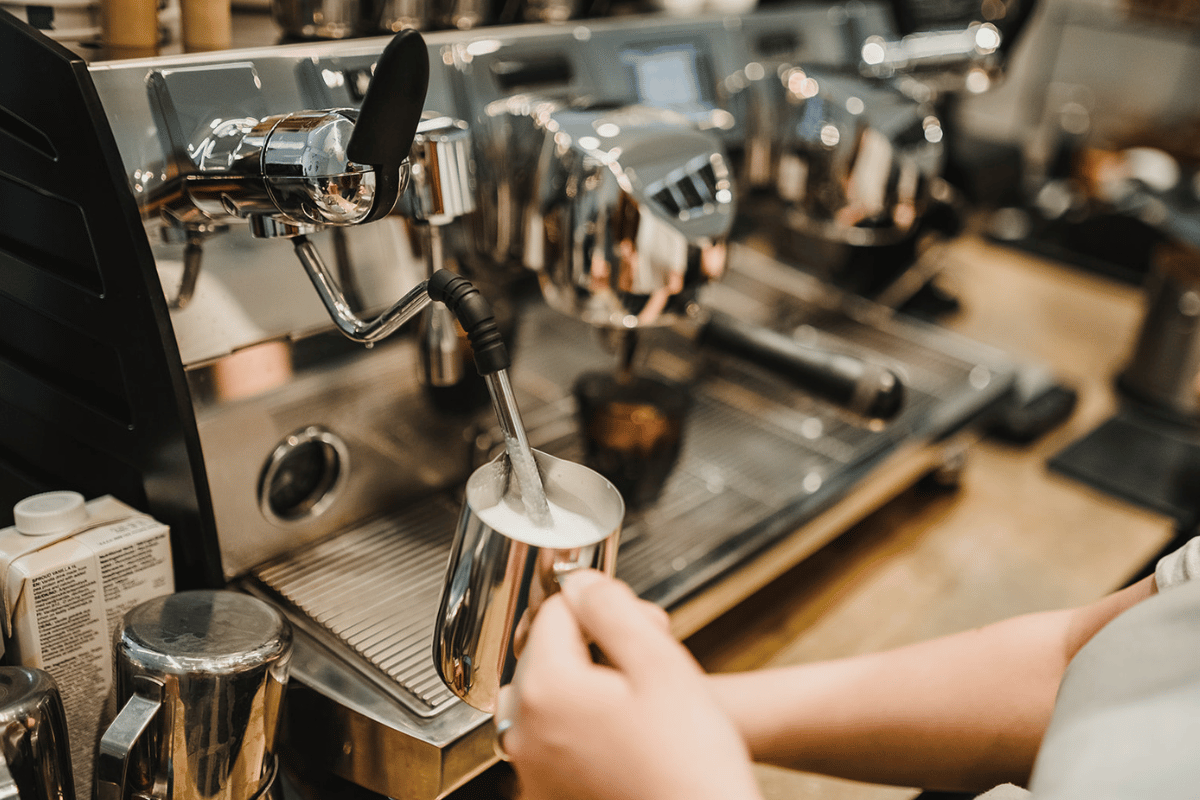 frothing milk on an espresso machine