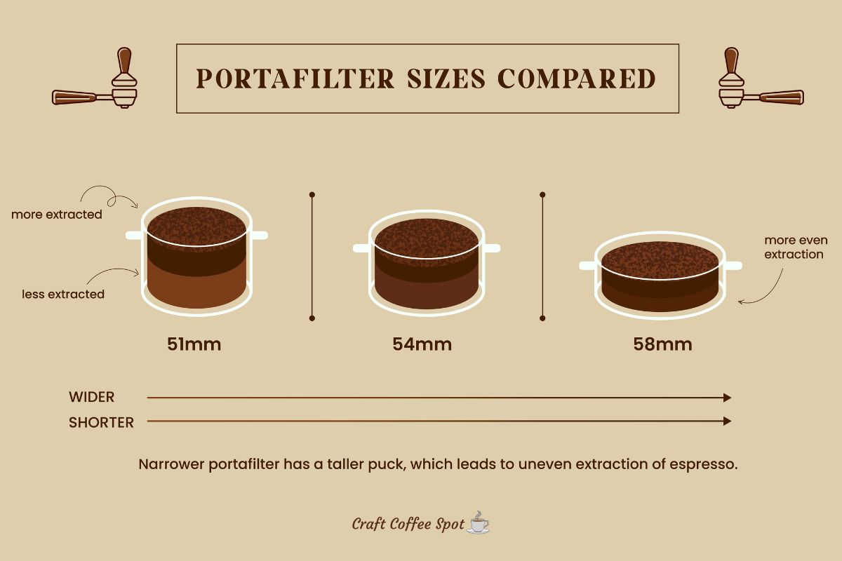 Portafilter Sizes Compared Differences Between 51mm Vs 54mm Vs 58mm