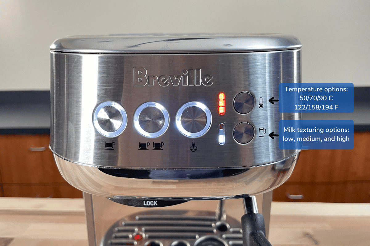 options on Breville Bambino Plus interface